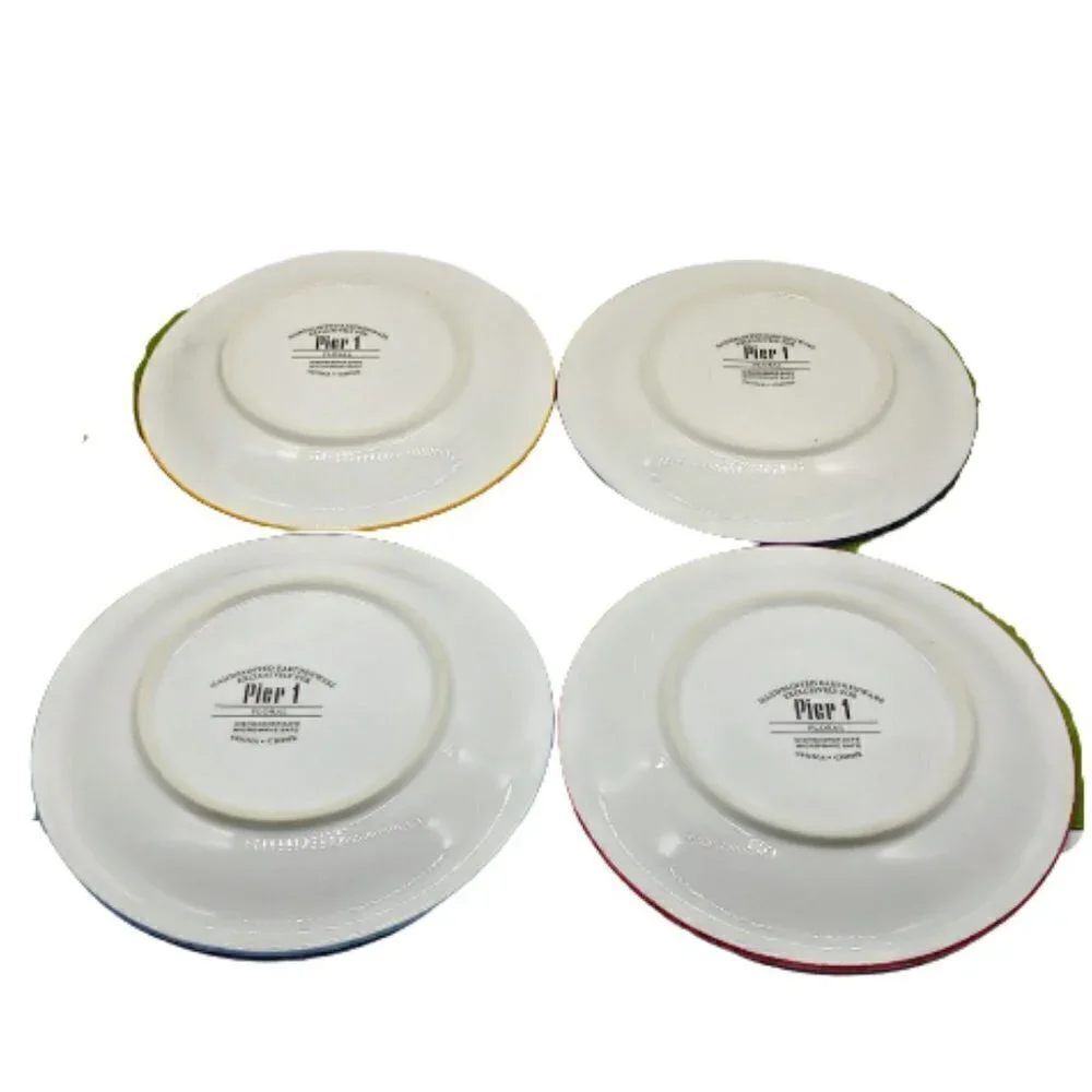 Pier 1 Hand-Painted Earthenware Floral 8 1/4